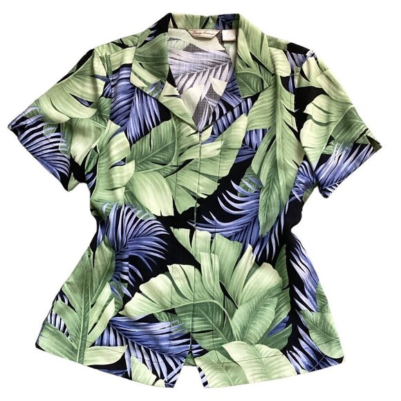 Tommy Bahama M (8/10) 100% Silk Tropical Floral Botanical Hawaiian Shirt 179G - Picture 1 of 7